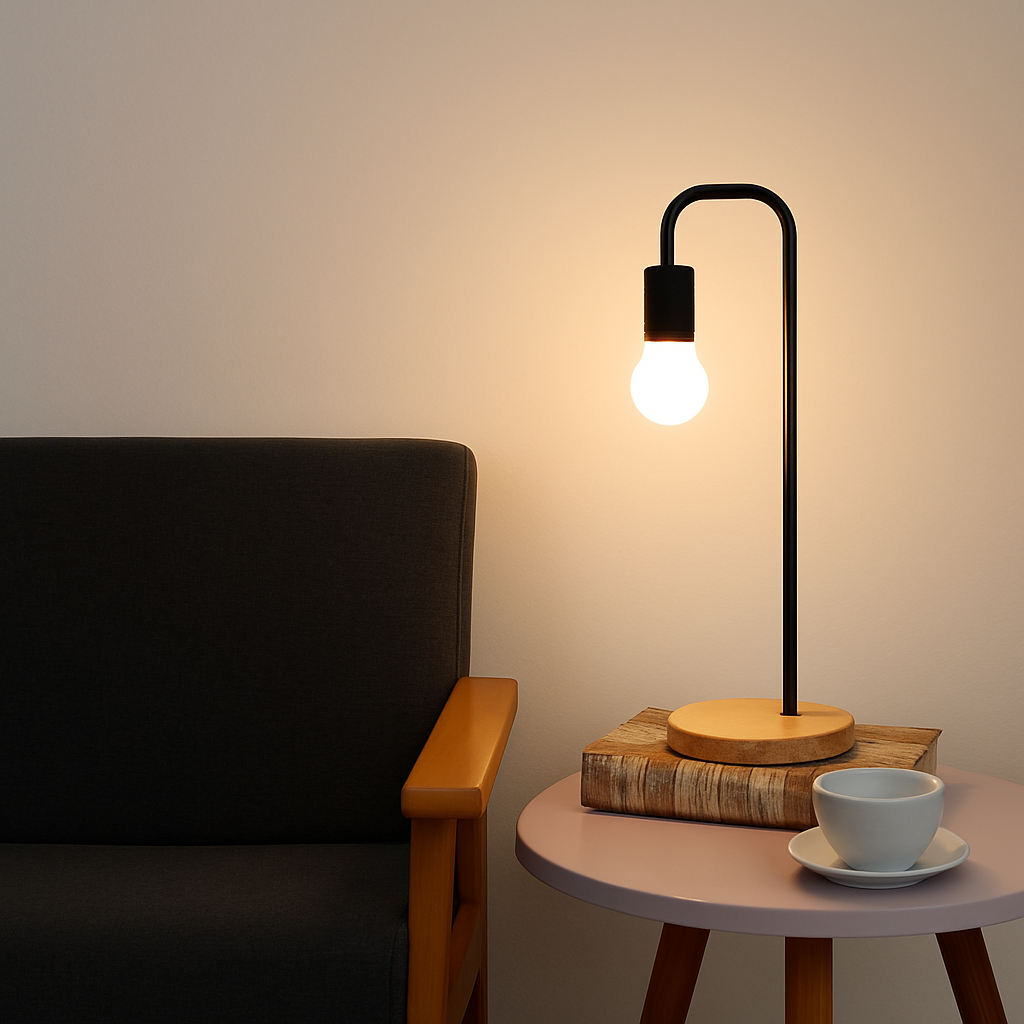 Marlowe Vintage E27 Desk Lamp with Wooden Base and Nordic Design