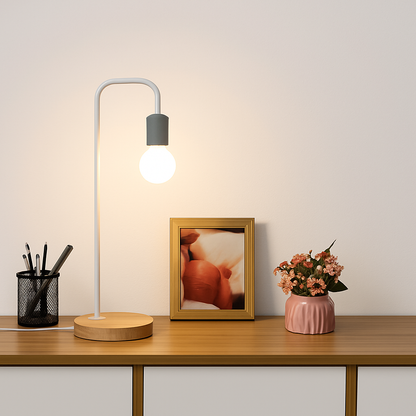 Marlowe Vintage E27 Desk Lamp with Wooden Base and Nordic Design