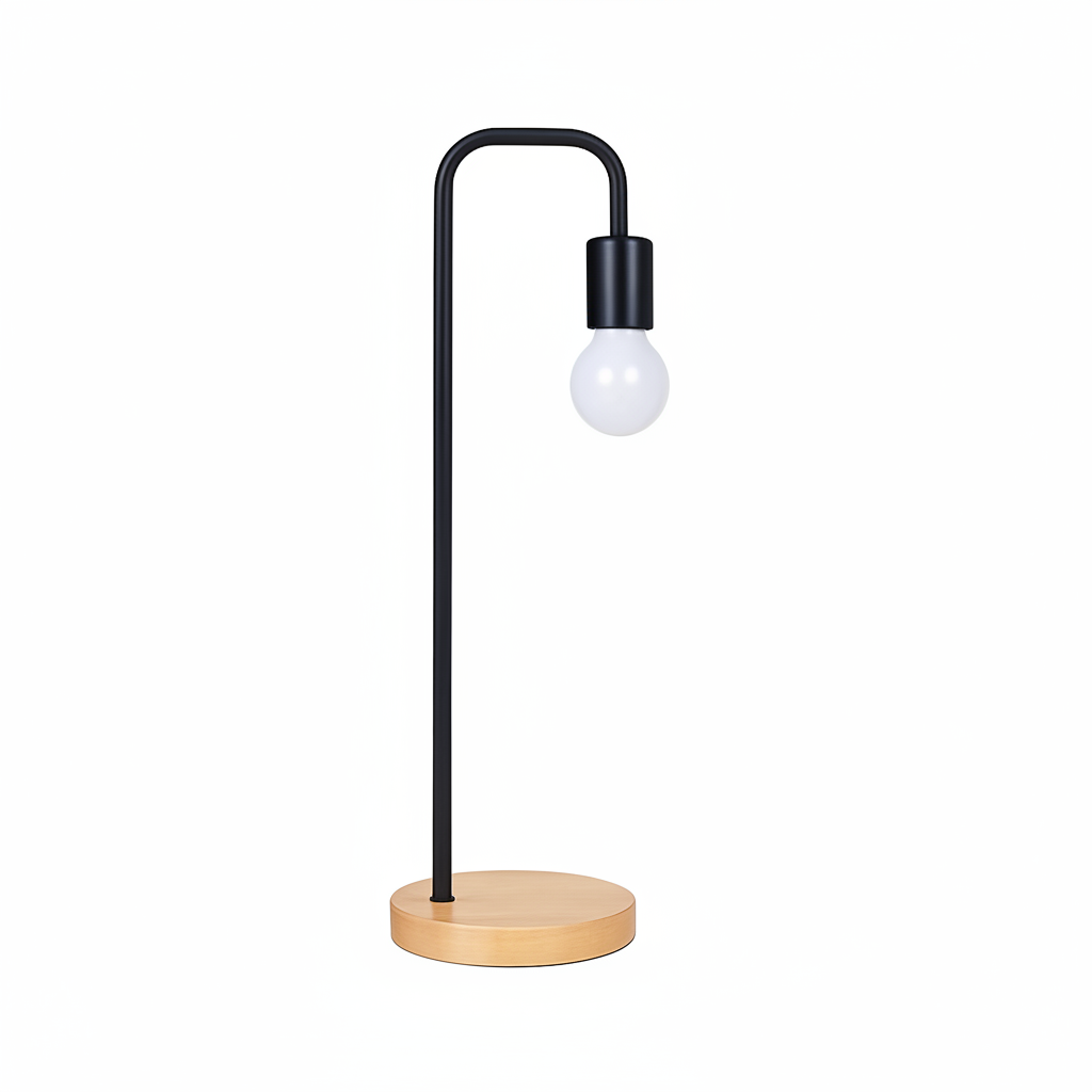 Marlowe Vintage E27 Desk Lamp with Wooden Base and Nordic Design