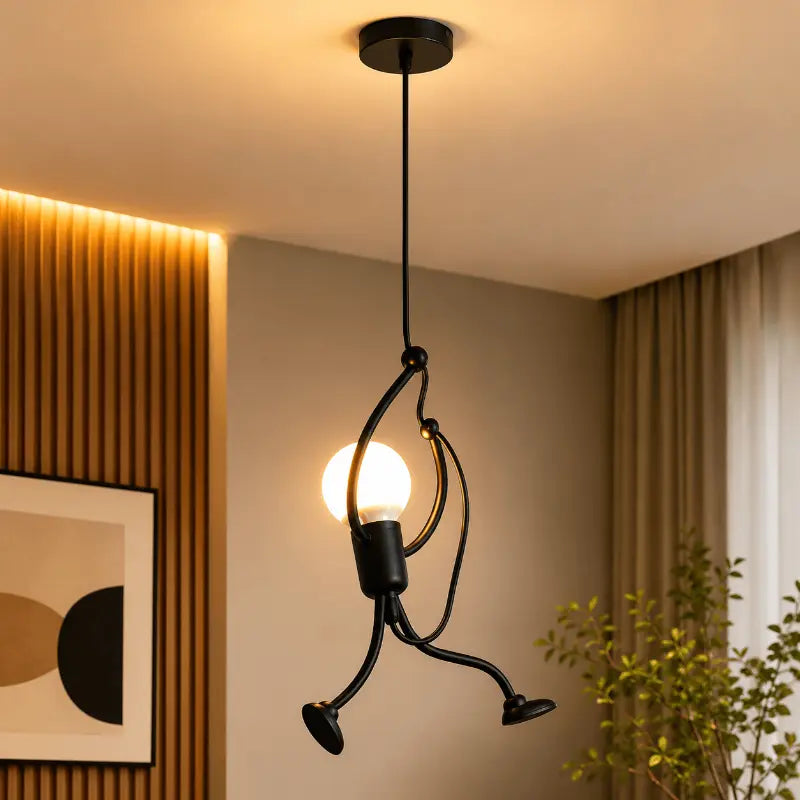 Lumo Black Sculptural Iron Pendant Light for Modern Spaces