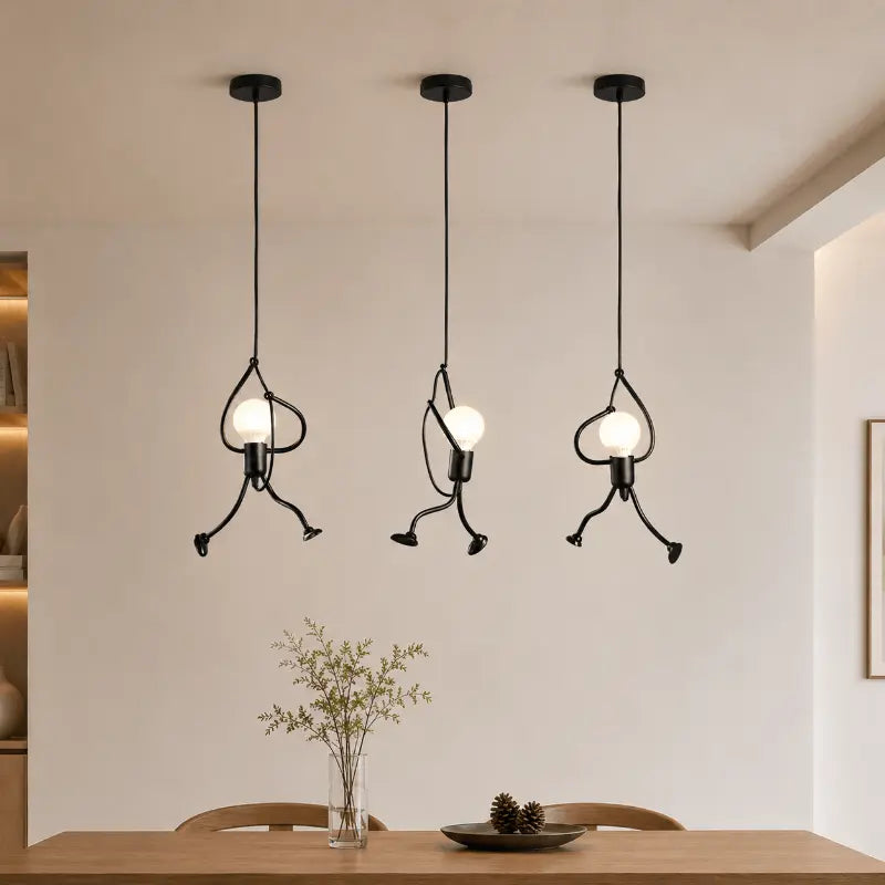 Lumo Black Sculptural Iron Pendant Light for Modern Spaces