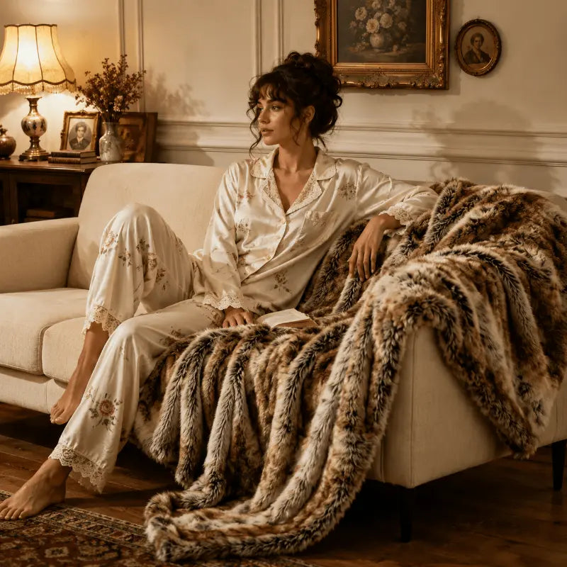 Luxe Women’s Faux Fur Throw Blanket – Ultra-Soft Plush Comfort for Cozy Nights 1