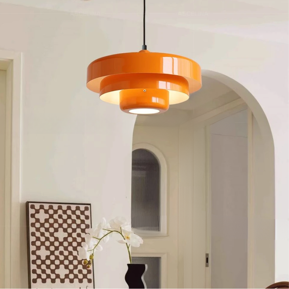 Pastel Tier Pendant Light with Aluminium Kitchen Design