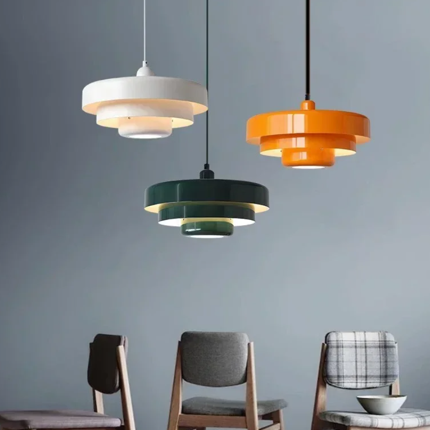 Pastel Tier Pendant Light with Aluminium Kitchen Design