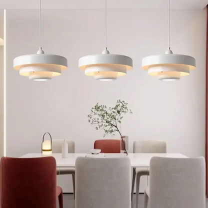 Pastel Tier Pendant Light with Aluminium Kitchen Design