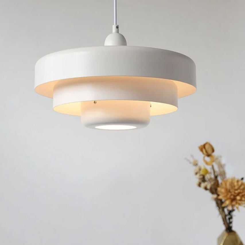 Pastel Tier Pendant Light with Aluminium Kitchen Design