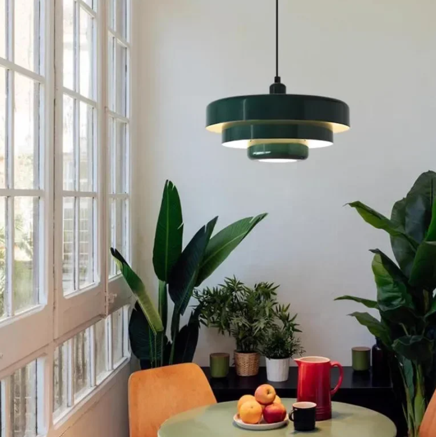 Pastel Tier Pendant Light with Aluminium Kitchen Design