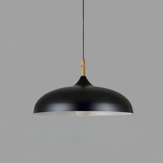 Oak and Iron Ceiling Light with Adjustable LED Pendant
