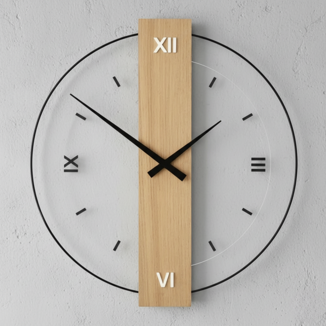 Arden Modern Oak Wall Clock with Silent Quartz Minimalist Design