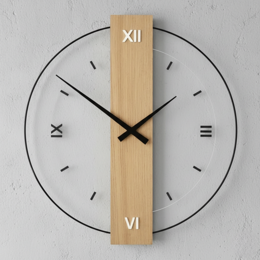 Arden Modern Oak Wall Clock with Silent Quartz Minimalist Design