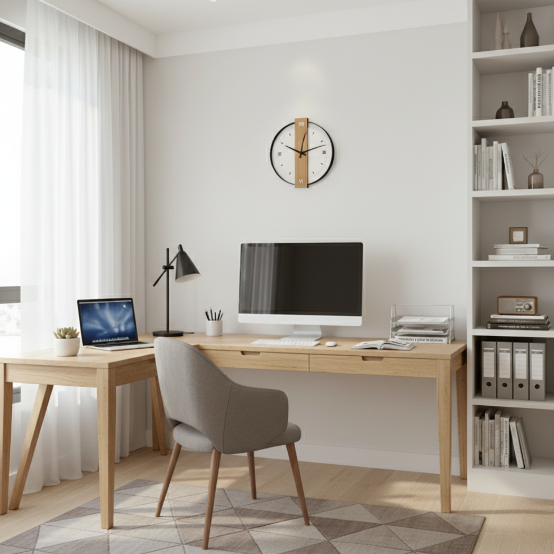 Arden Modern Oak Wall Clock with Silent Quartz Minimalist Design