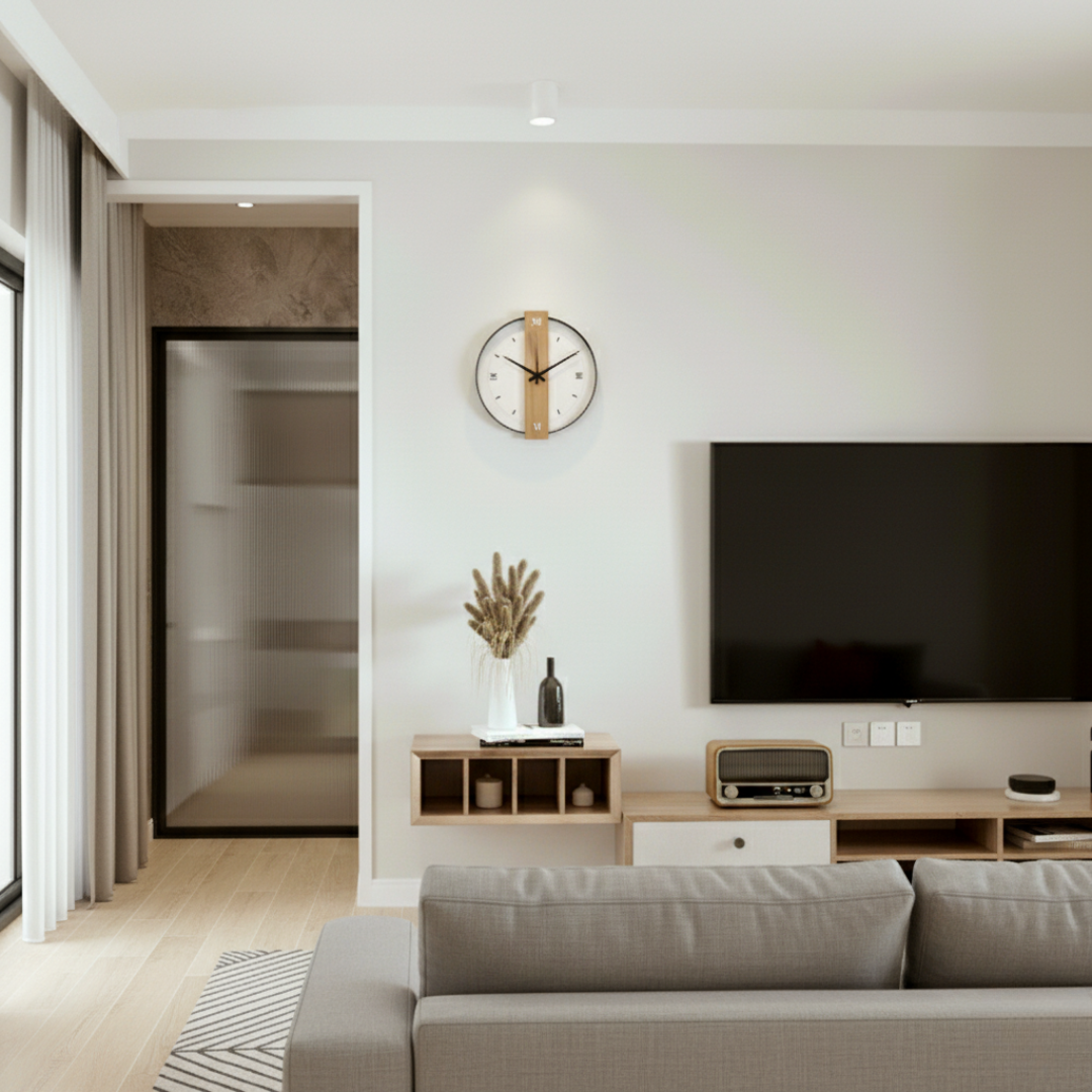 Arden Modern Oak Wall Clock with Silent Quartz Minimalist Design