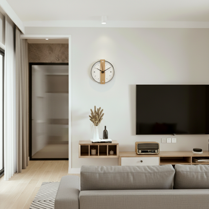 Arden Modern Oak Wall Clock with Silent Quartz Minimalist Design