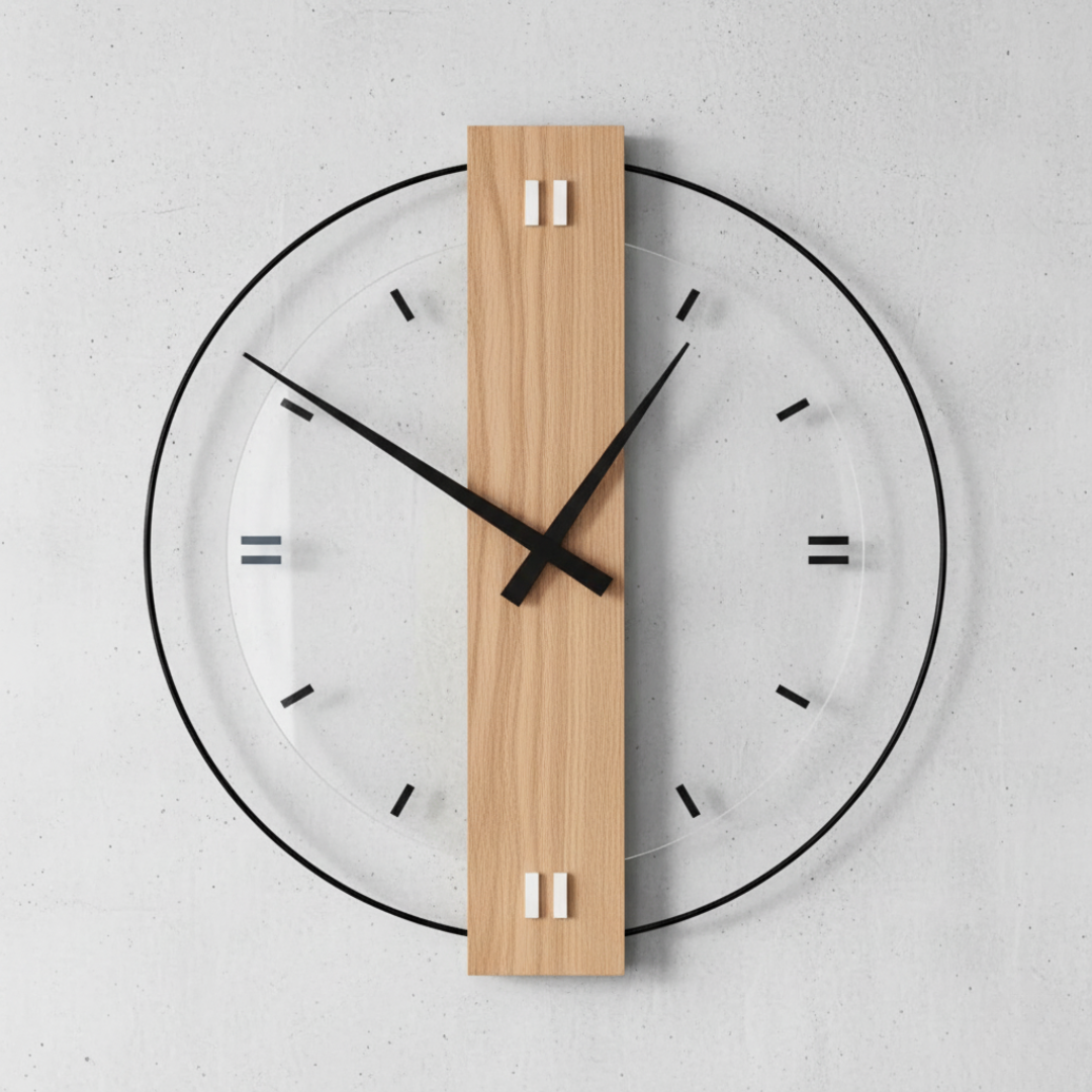 Arden Modern Oak Wall Clock with Silent Quartz Minimalist Design