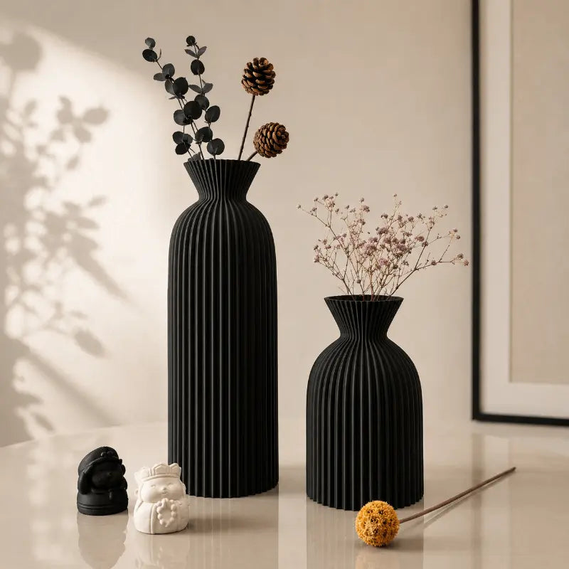 Ripple Form Decorative Vase Set for Sculptural Modern Interiors
