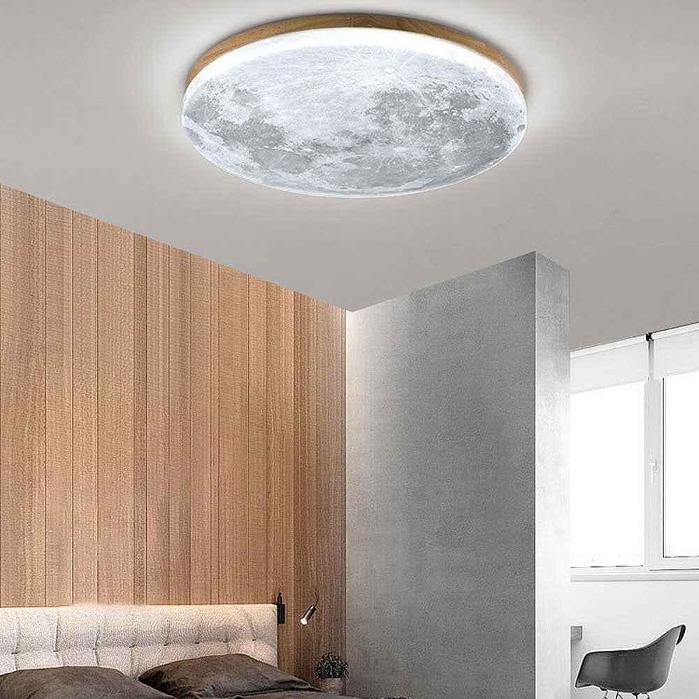 Timber Glow LED Ceiling Light with Minimalist Warm Room Design
