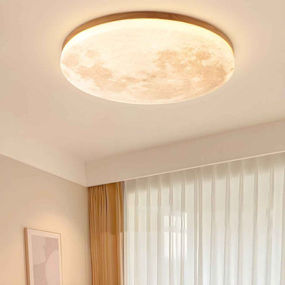 Timber Glow LED Ceiling Light with Minimalist Warm Room Design