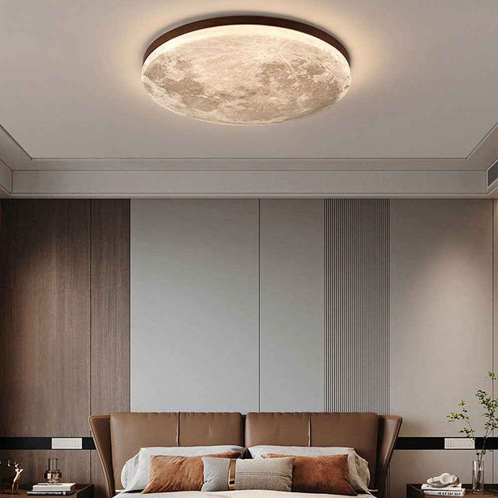 Timber Glow LED Ceiling Light with Minimalist Warm Room Design
