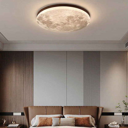 Timber Glow LED Ceiling Light with Minimalist Warm Room Design