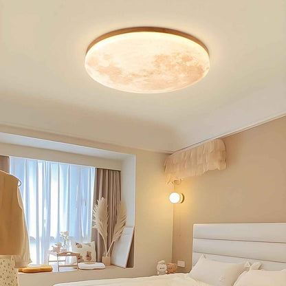 Timber Glow LED Ceiling Light with Minimalist Warm Room Design