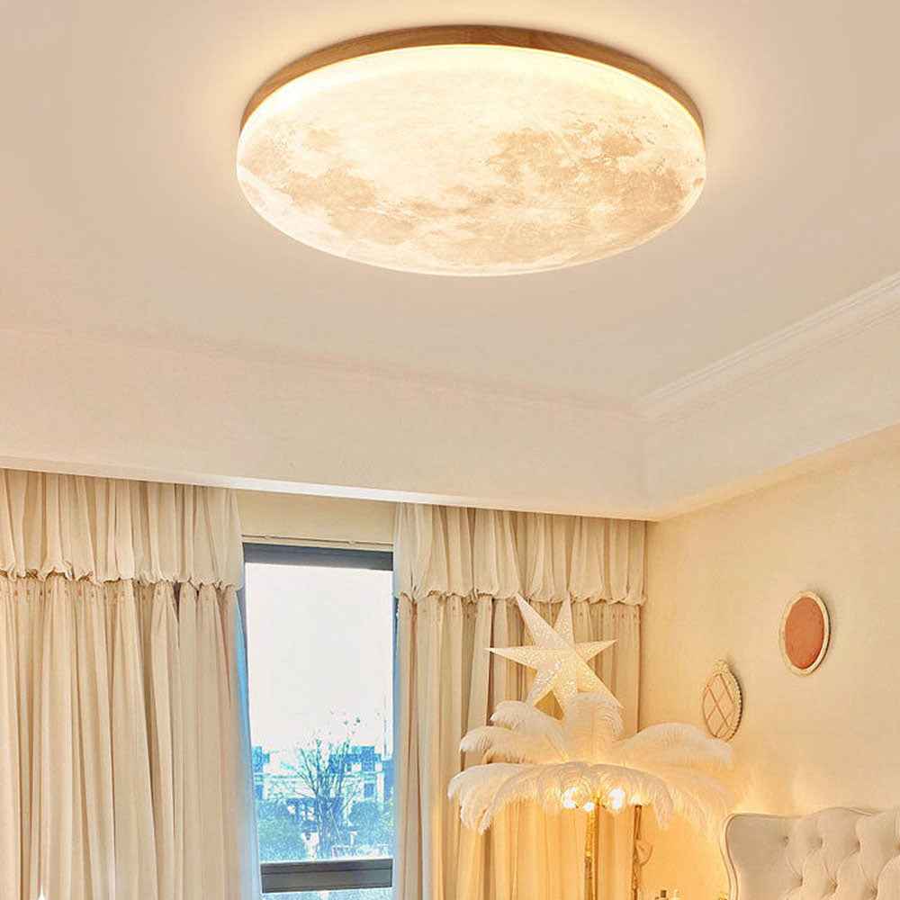 Timber Glow LED Ceiling Light with Minimalist Warm Room Design