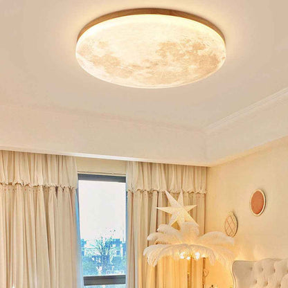 Timber Glow LED Ceiling Light with Minimalist Warm Room Design