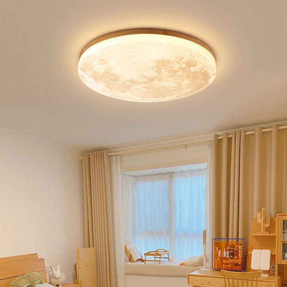 Timber Glow LED Ceiling Light with Minimalist Warm Room Design