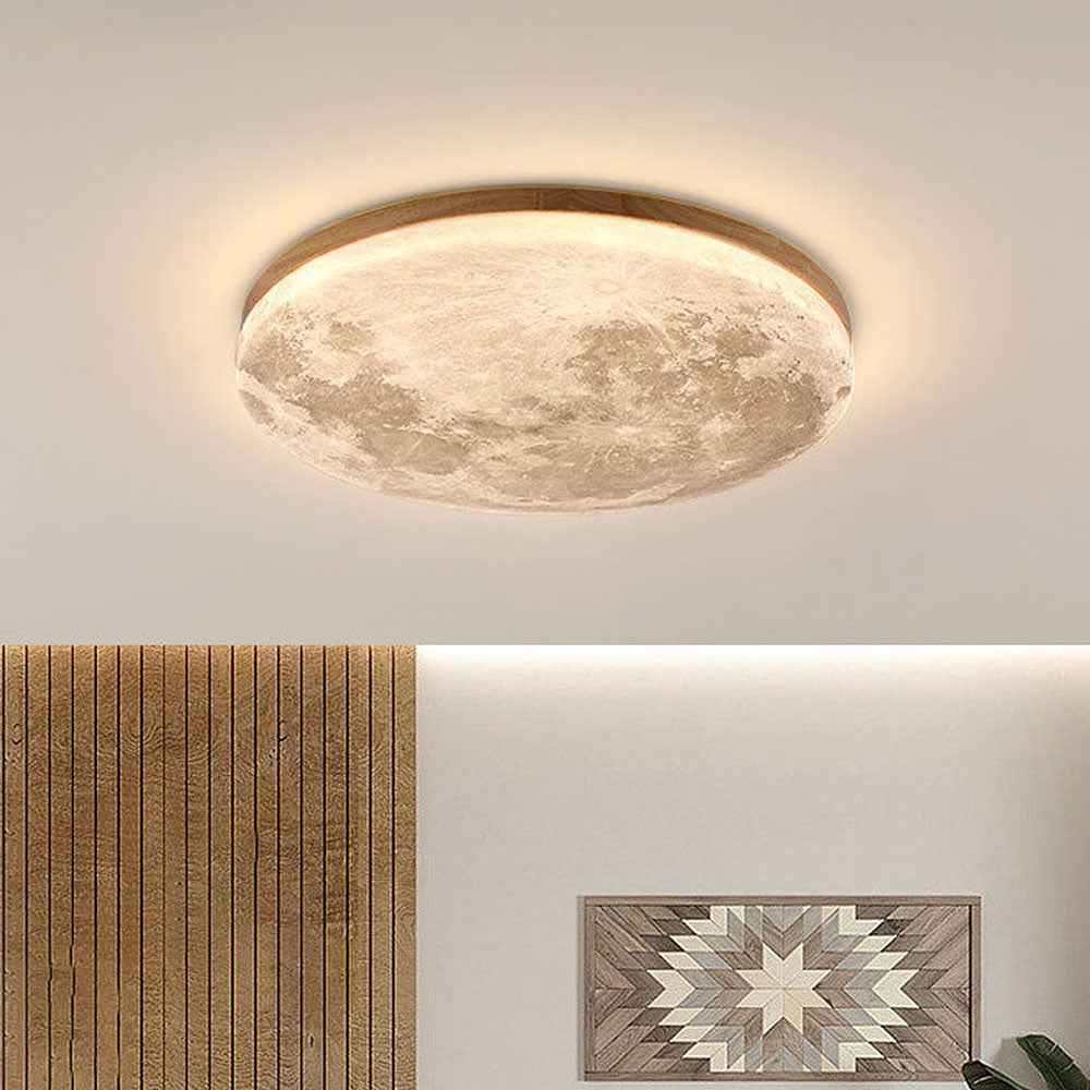 Timber Glow LED Ceiling Light with Minimalist Warm Room Design
