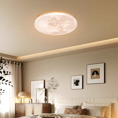 Timber Glow LED Ceiling Light with Minimalist Warm Room Design