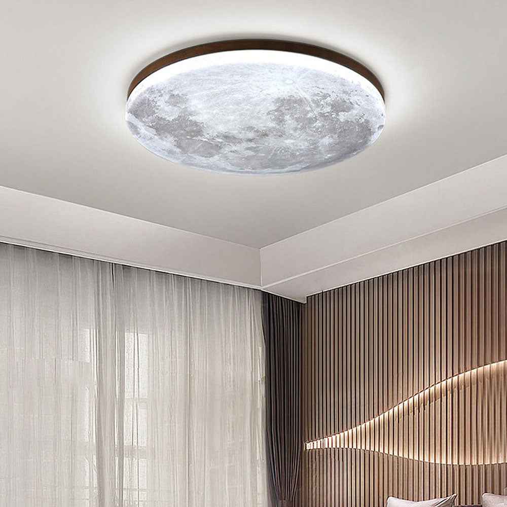 Timber Glow LED Ceiling Light with Minimalist Warm Room Design