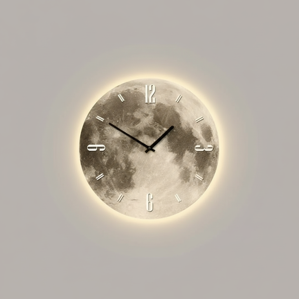 Celestia Modern Wall Clock – Unique Moon Design for Elegant Home Decor