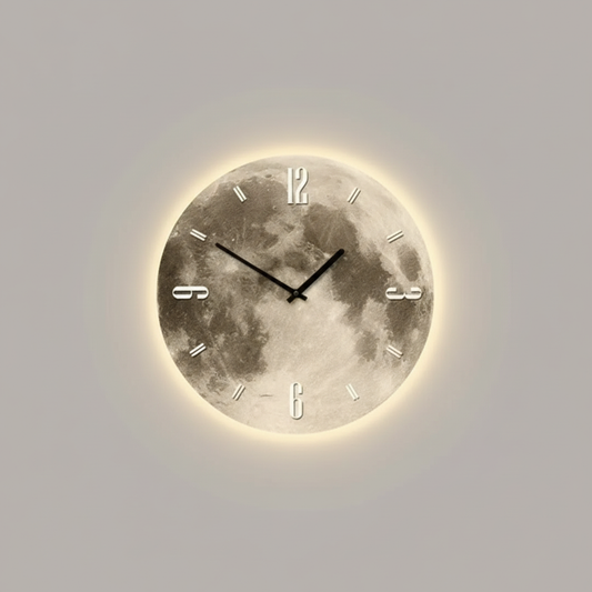 Celestia Modern Wall Clock – Unique Moon Design for Elegant Home Decor