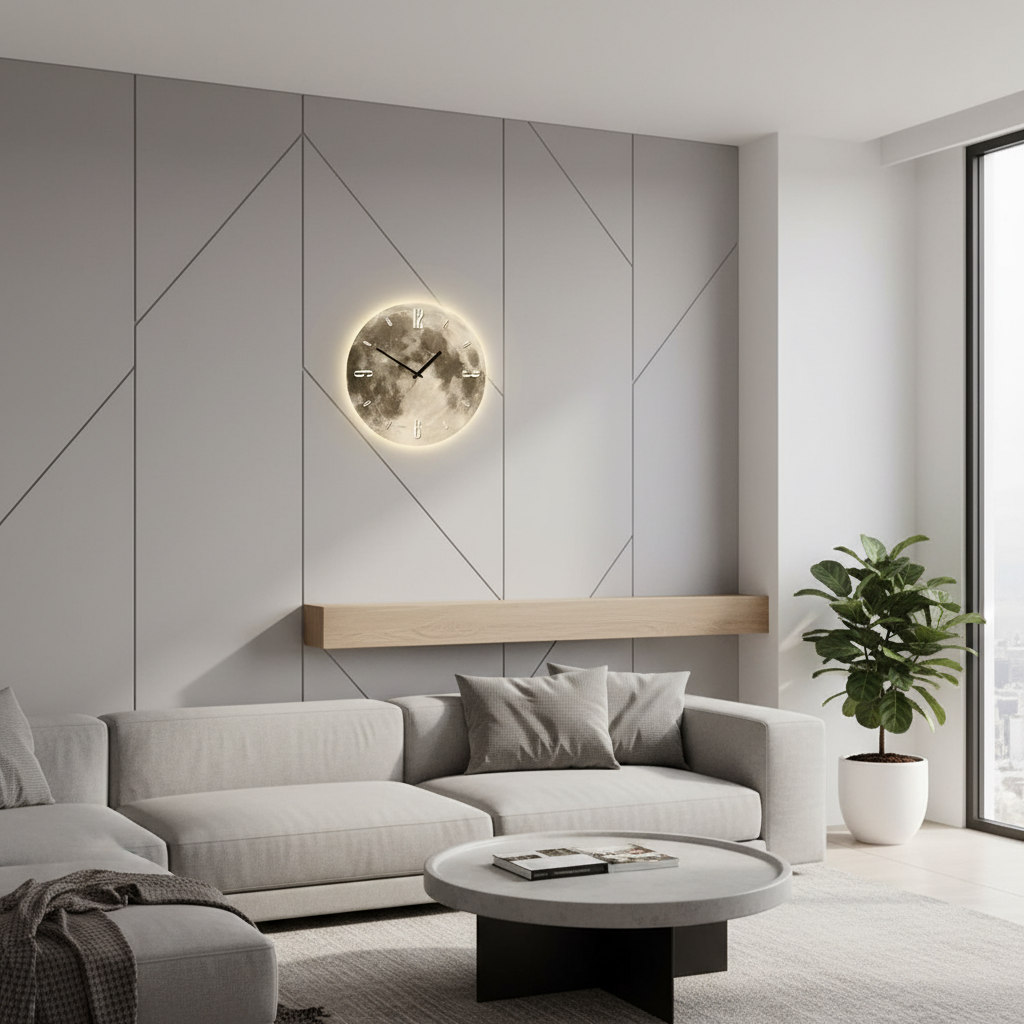 Celestia Modern Wall Clock – Unique Moon Design for Elegant Home Decor