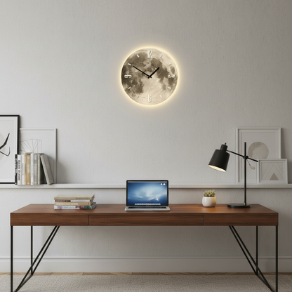 Celestia Modern Wall Clock – Unique Moon Design for Elegant Home Decor