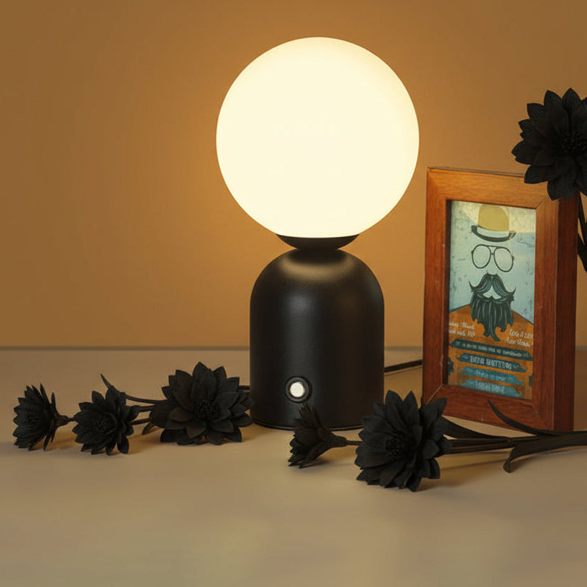 Pearl Orb Modern Bedside Table Lamp with Dimmable LED Light