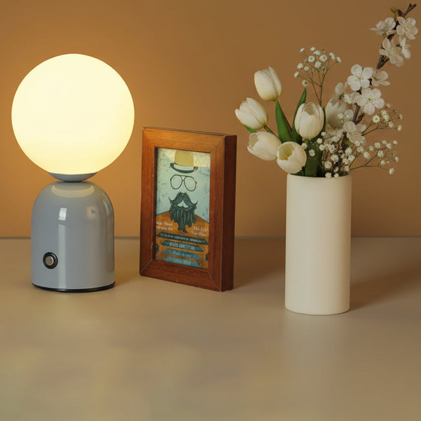 Pearl Orb Modern Bedside Table Lamp with Dimmable LED Light