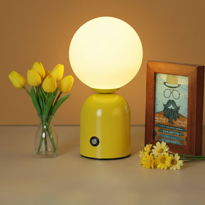 Pearl Orb Modern Bedside Table Lamp with Dimmable LED Light
