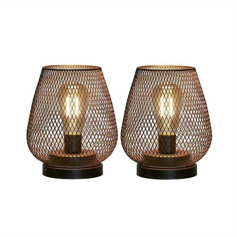 Nexi Industrial Bedside Lamp Set – Stylish Metal Mesh Design for Cozy Lighting
