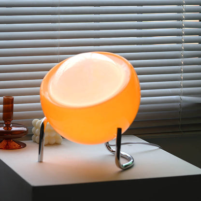 Apricot Glass Table Lamp with USB Accent Lighting