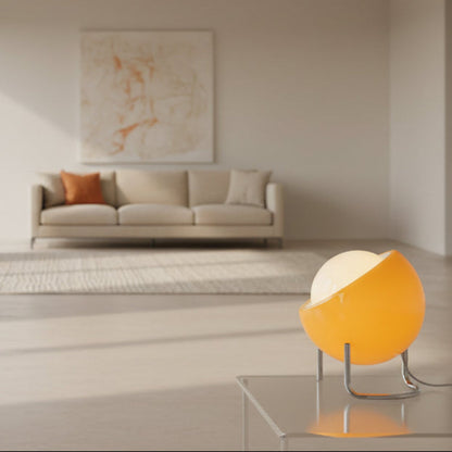 Apricot Glass Table Lamp with USB Accent Lighting