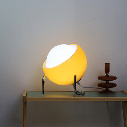 Apricot Glass Table Lamp with USB Accent Lighting