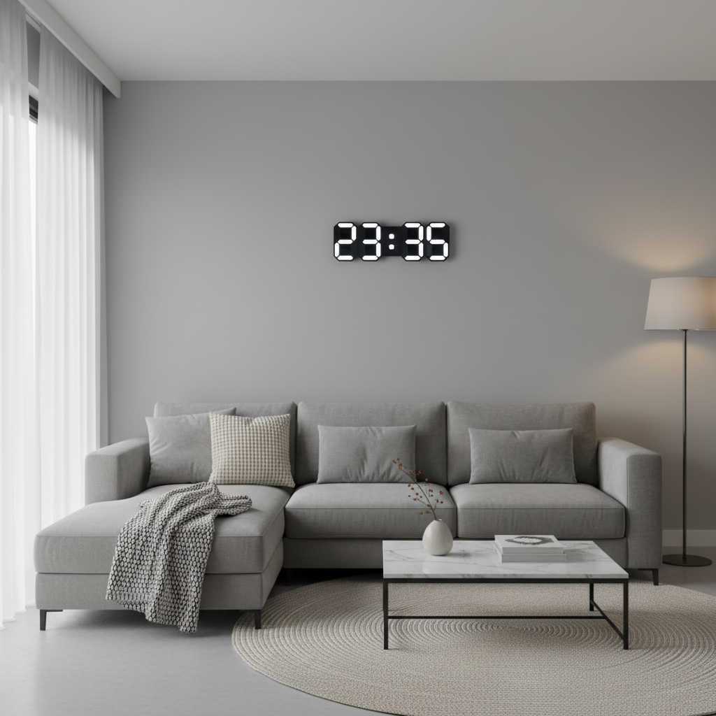 Orvexa Modern 3D LED Digital Wall Clock – Sleek Contemporary Display for Stylish Interiors