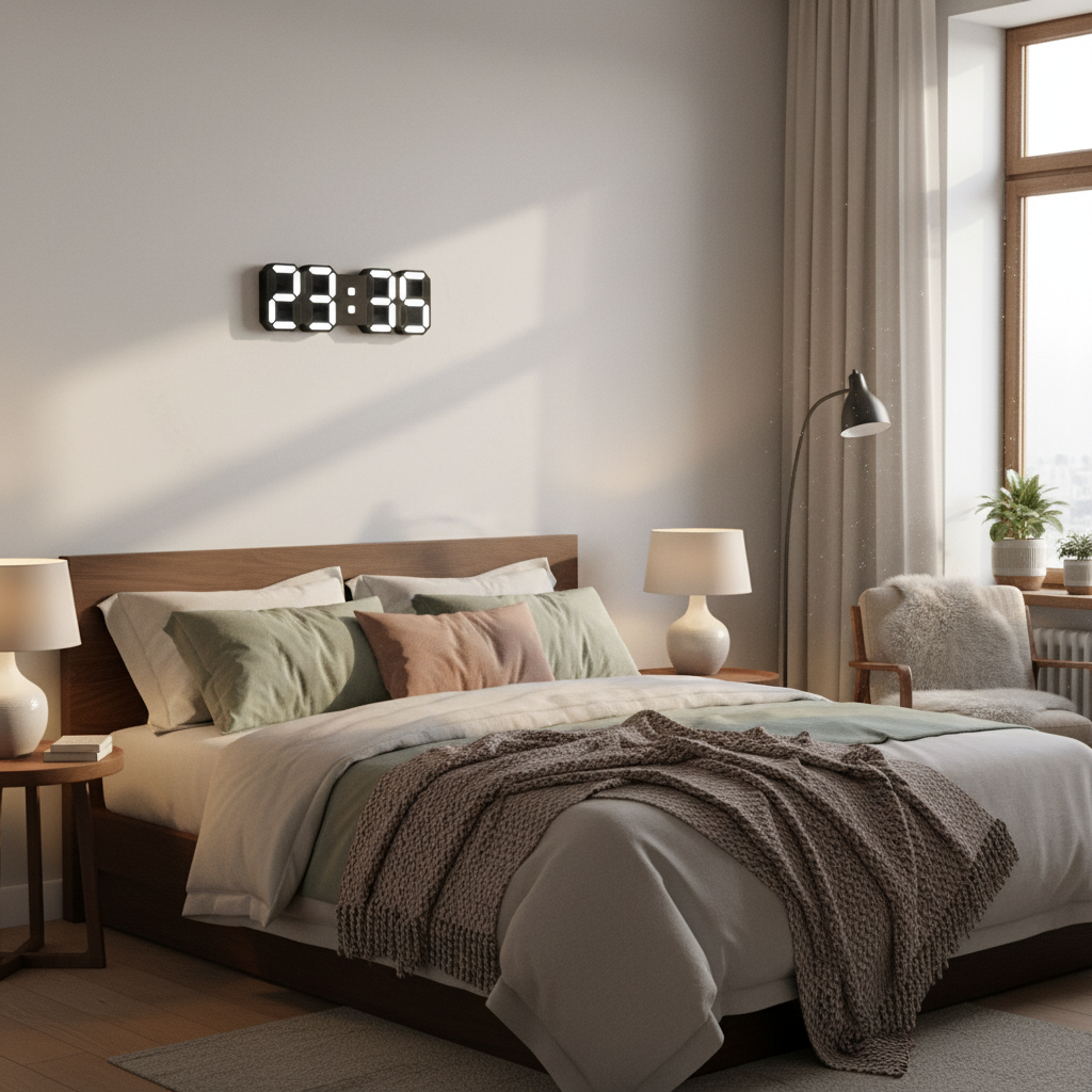 Orvexa Modern 3D LED Digital Wall Clock – Sleek Contemporary Display for Stylish Interiors