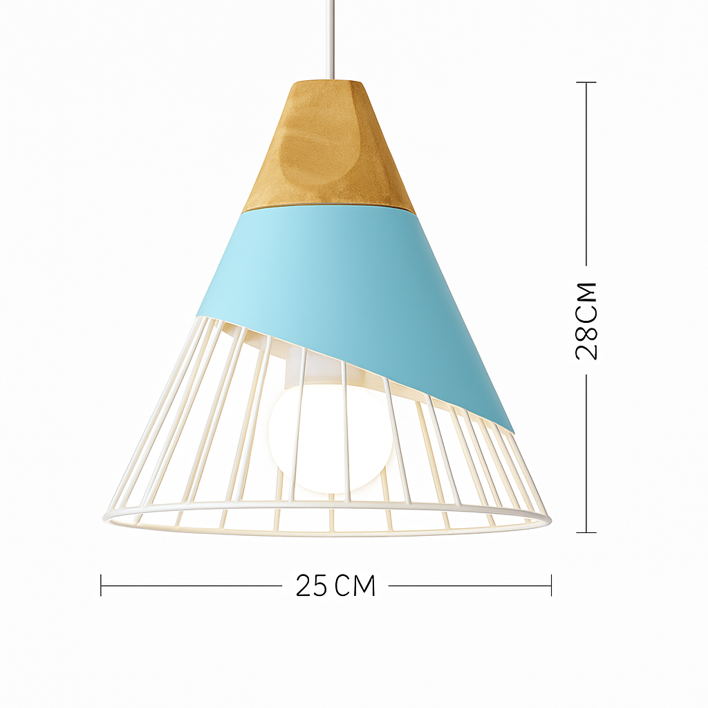 Nexus Nordic Pendant Light – Metal and Wood Fixture for Modern Interiors