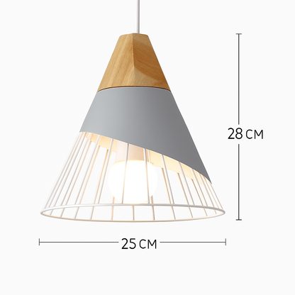 Nexus Nordic Pendant Light – Metal and Wood Fixture for Modern Interiors