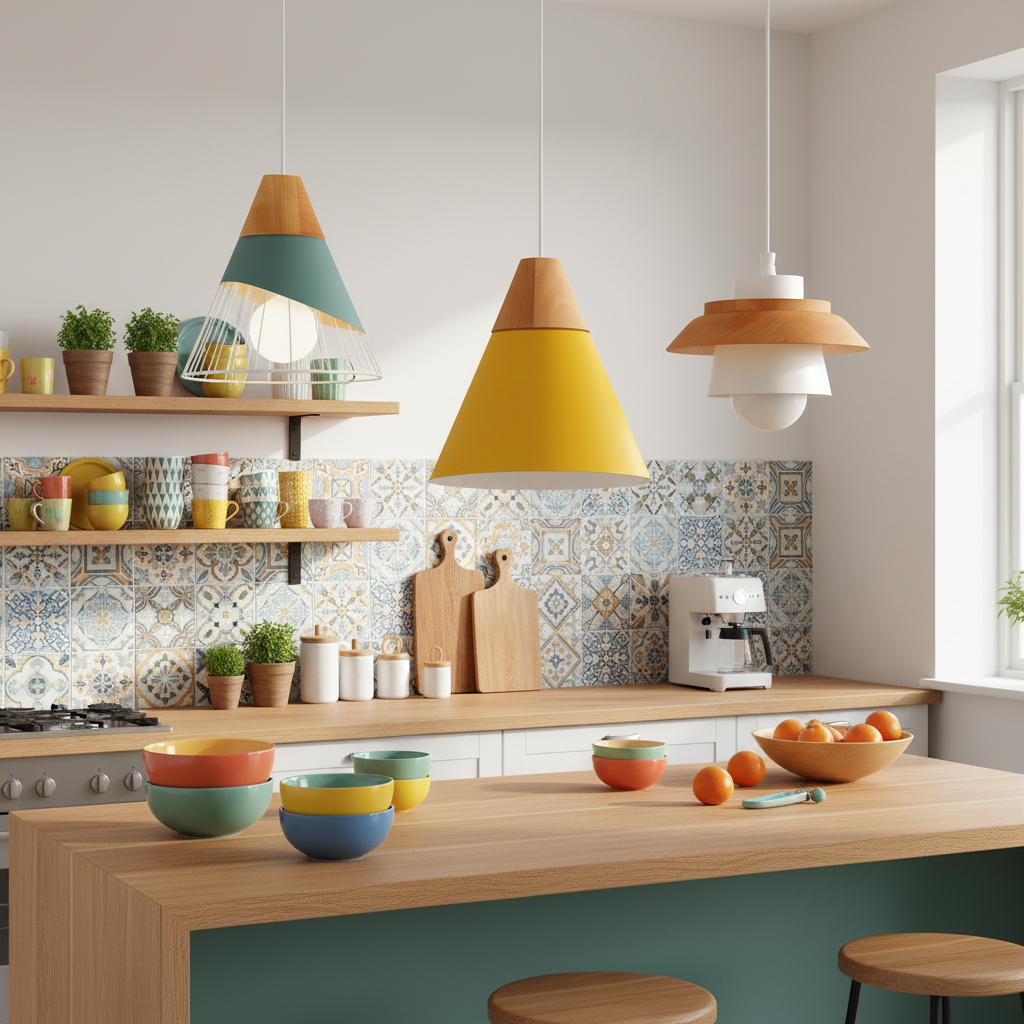Nexus Nordic Pendant Light – Metal and Wood Fixture for Modern Interiors