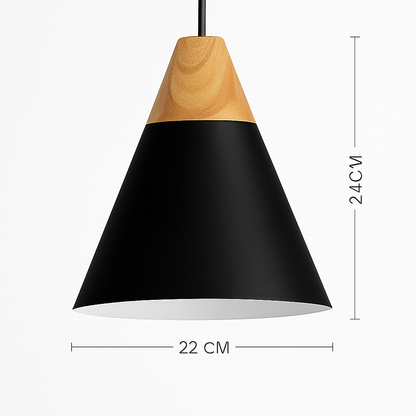 Nexus Nordic Pendant Light – Metal and Wood Fixture for Modern Interiors