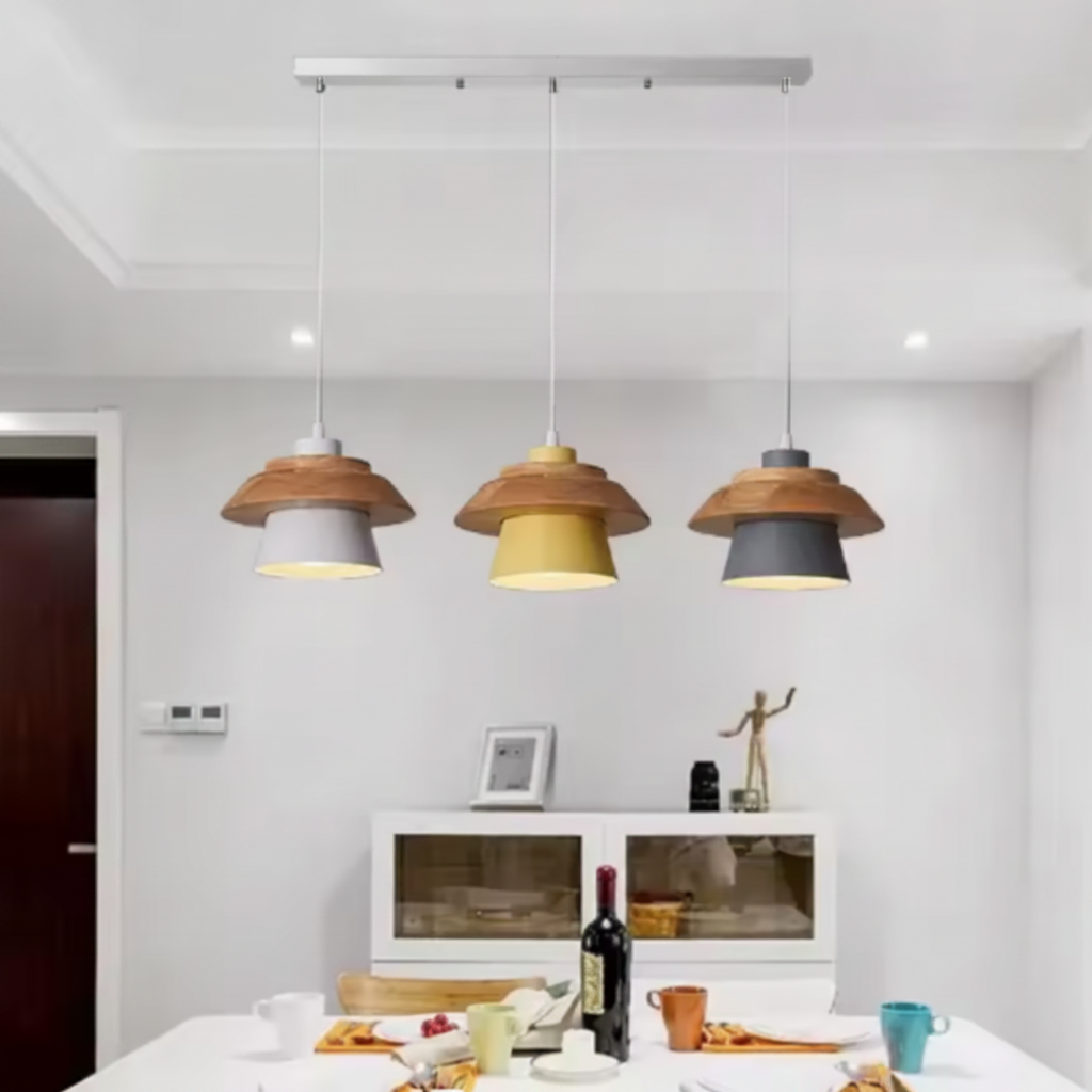 Nexus Nordic Pendant Light – Metal and Wood Fixture for Modern Interiors