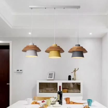 Nexus Nordic Pendant Light – Metal and Wood Fixture for Modern Interiors