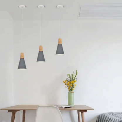 Nexus Nordic Pendant Light – Metal and Wood Fixture for Modern Interiors